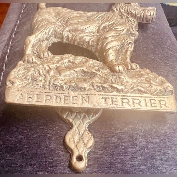 Vintage Solid Brass Door Knocker Aberdeen Terrier Dog 5.5”X4” - Picture 8 of 13